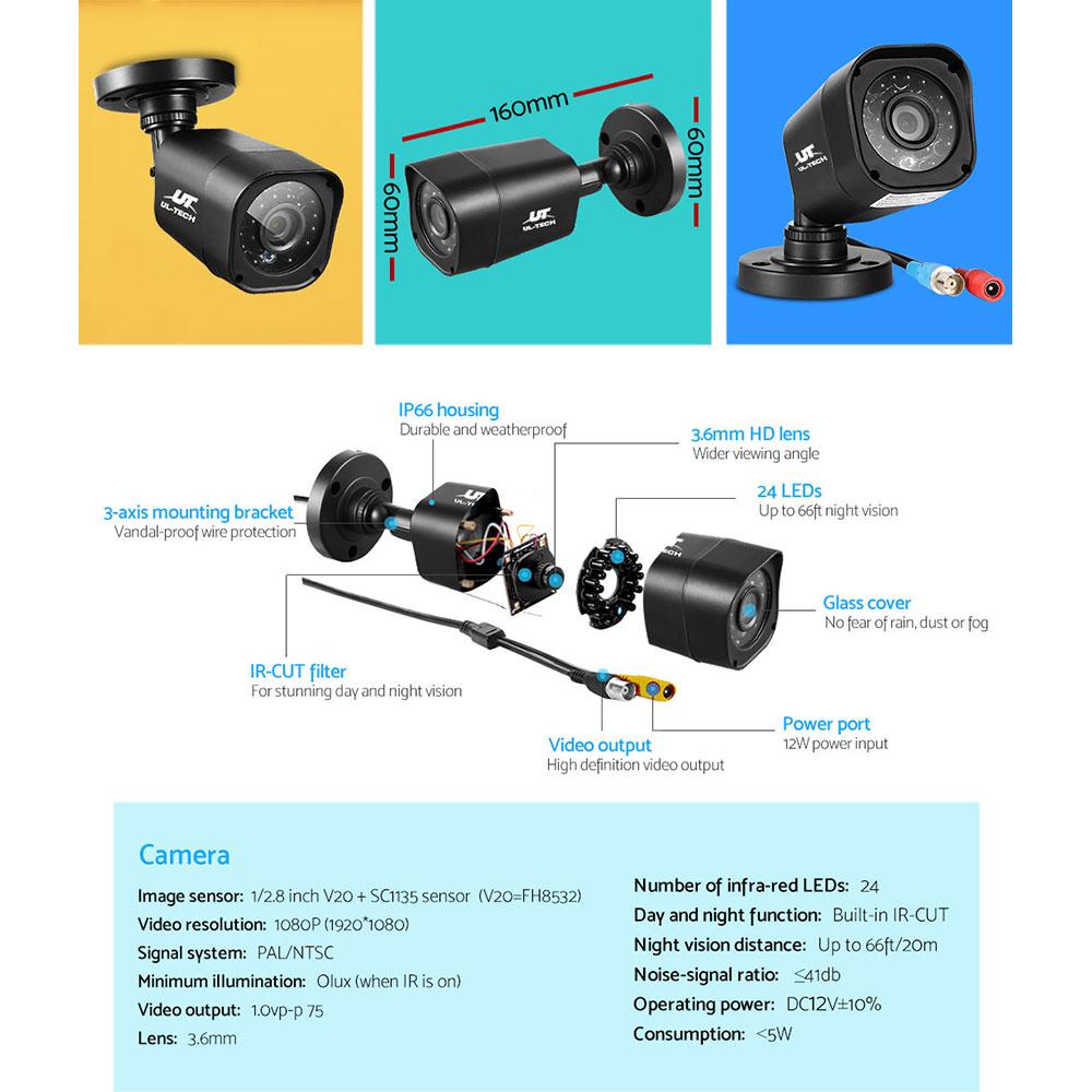 UL-tech CCTV Camera Home Security System 8CH DVR 1080P 1TB Hard Drive