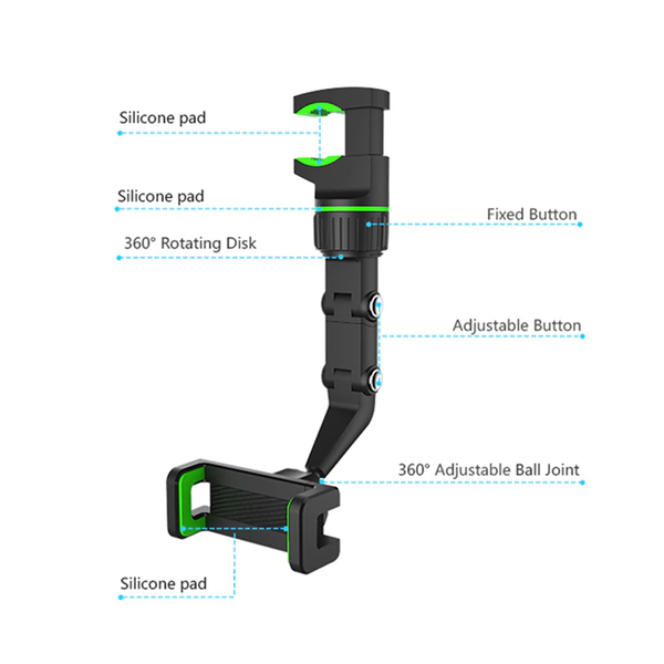 360 Adjustable Rearview Rotating Phone Holder